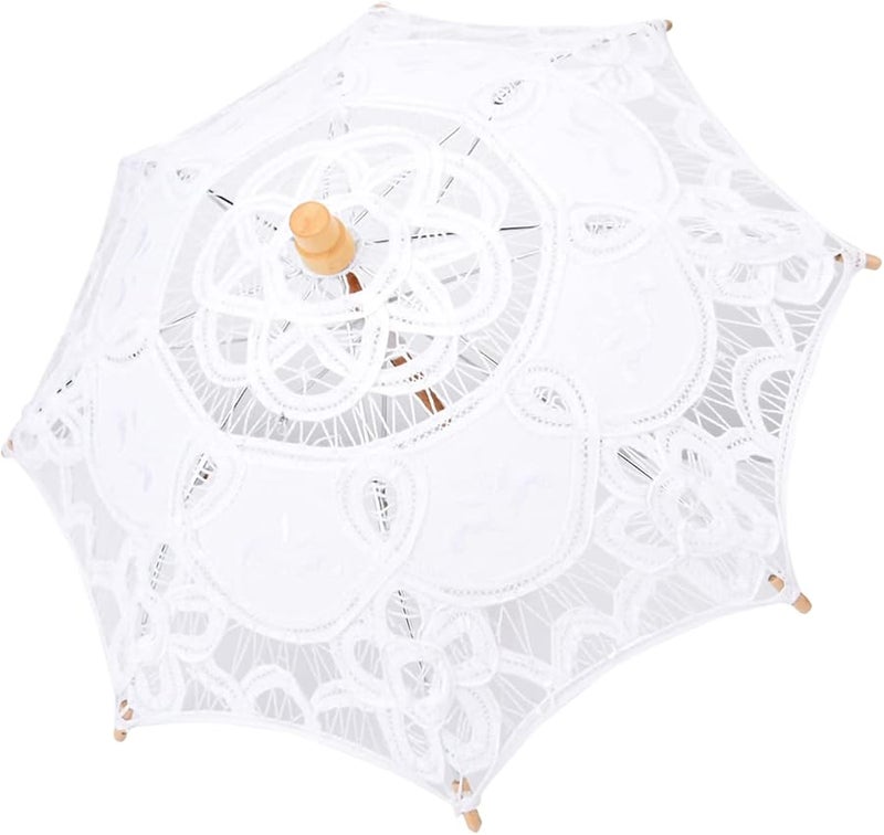 Beige Lace Cotton Wedding Umbrella Elegant Bridal Photography Prop Celebration Decoration - Image 3
